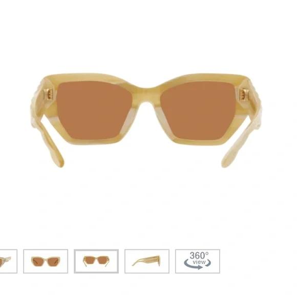 Tory Burch Sunglasses - Kira Ivory Horn Quilted with Brown Lenses - Picture 3 of 5